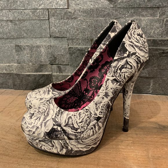 JF Floral Print Heels - Picture 1 of 8